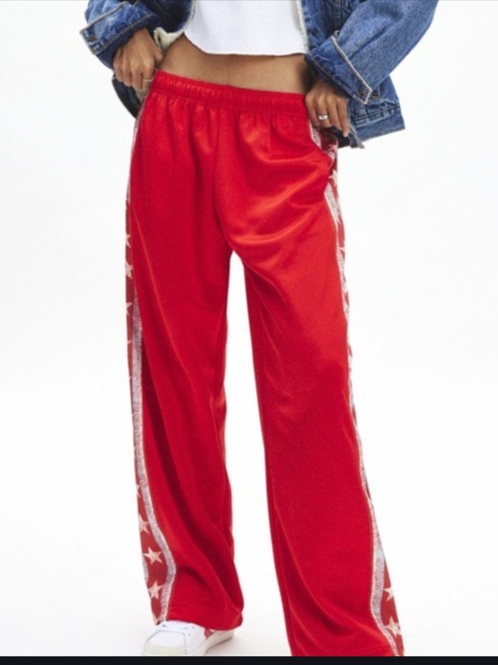 BDG Track Star Tricot Pants with Silver Star Side Stripe